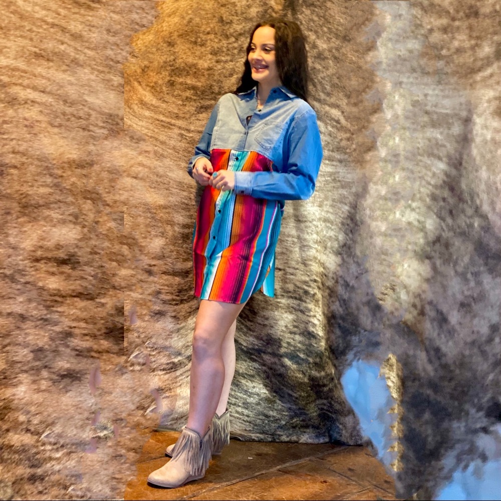 Denim Serape Dress/ Tunic - Picture 4 of 5